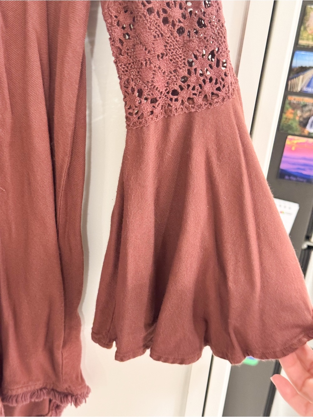 Judith March Rust Embroidered V-Neck Tunic with Multicolor Bird Motif - Picture 3 of 7